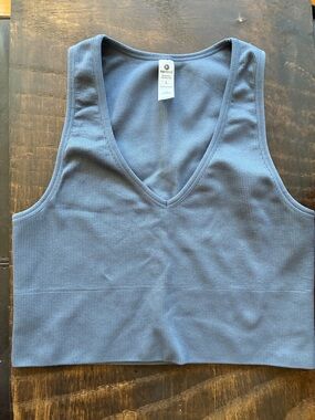90 Degree By Reflex Ribbed V-Neck Tank Top - Blue